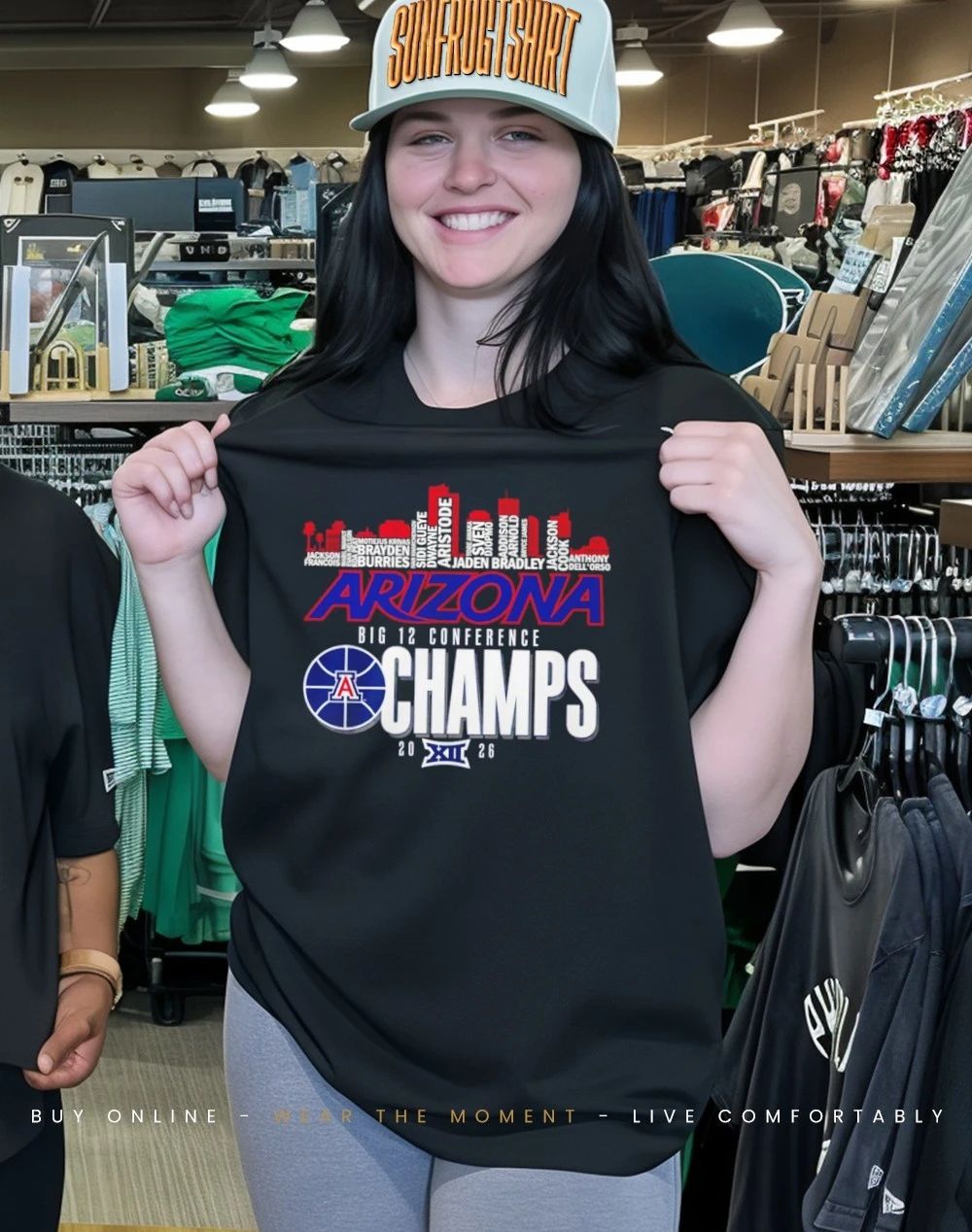 Arizona Wildcats ‘2026 Big 12 Conference Champions player name city skyline shirt