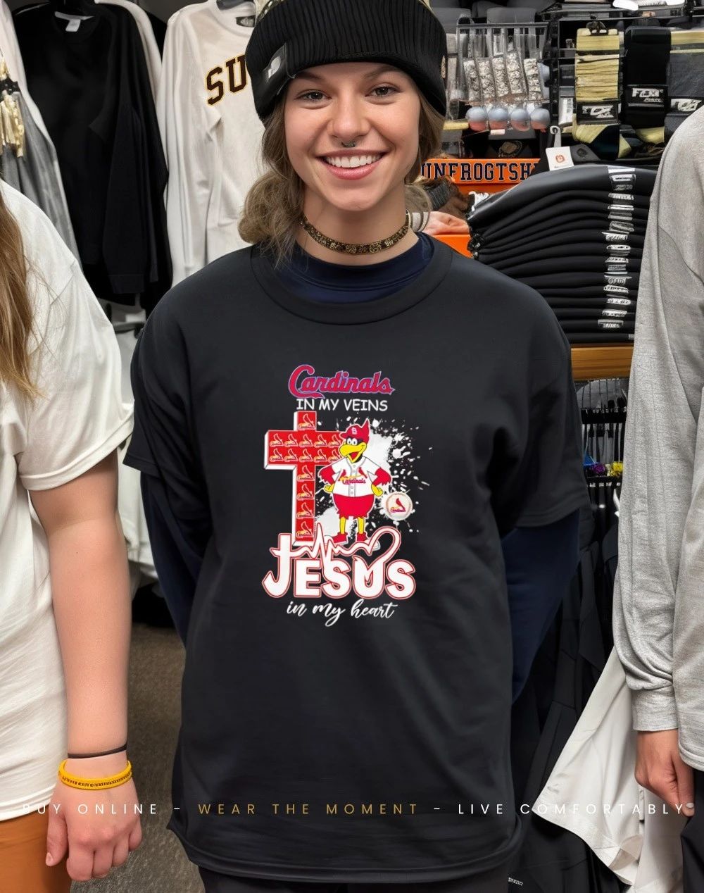 Cardinals In My Veins Jesus In My Heart mascot shirt