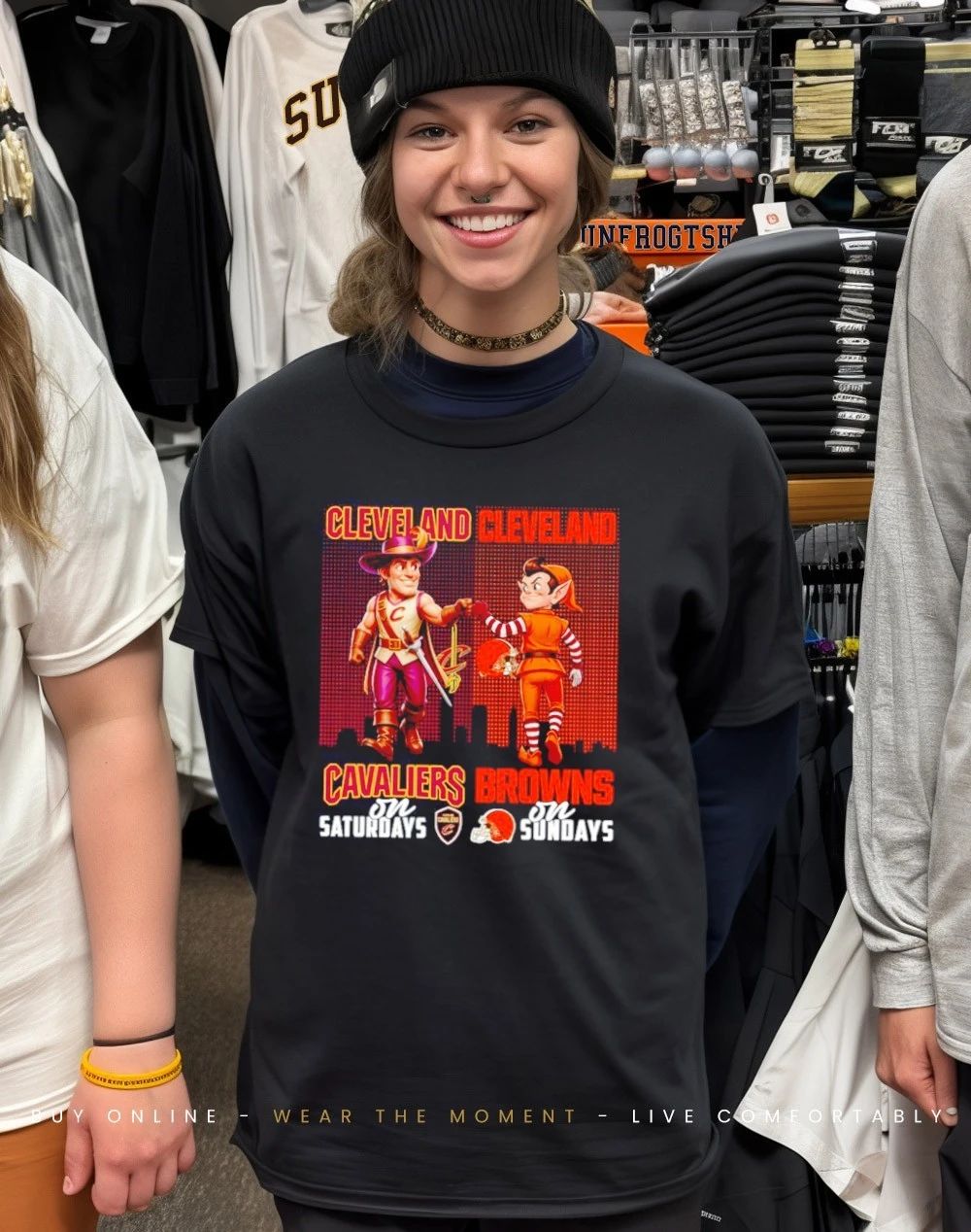 Cleveland Cavaliers on saturdays vs Cleveland Browns on sundays city skyline shirt