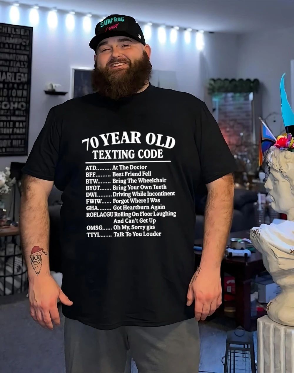 70 Year Old Texting Code At The Doctor Best Friend Fell Funny 70th Birthday Shirt