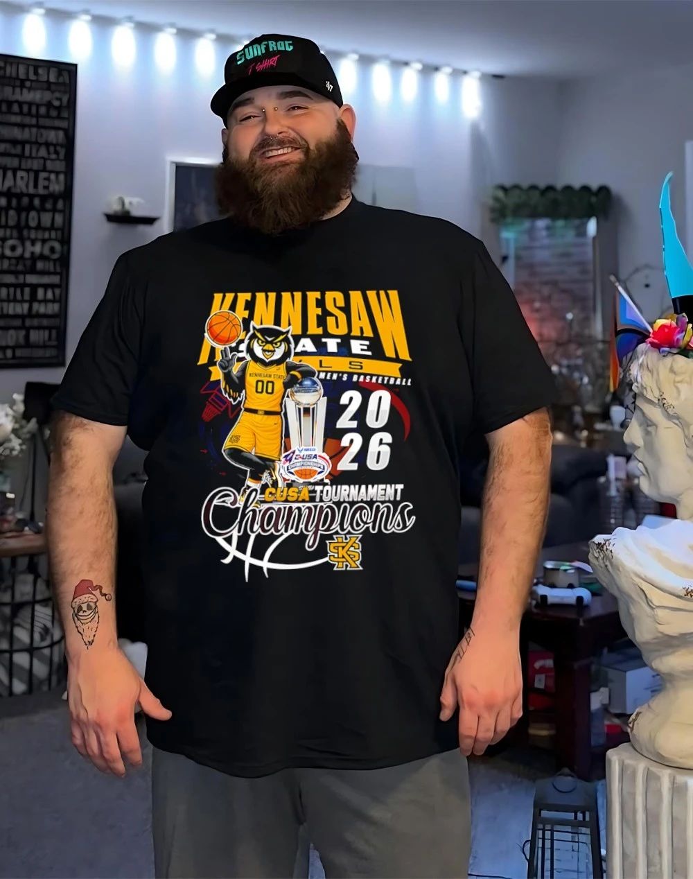 Kennesaw State Owls 2026 CUSA Men’s Basketball Tournament Champions mascot shirt
