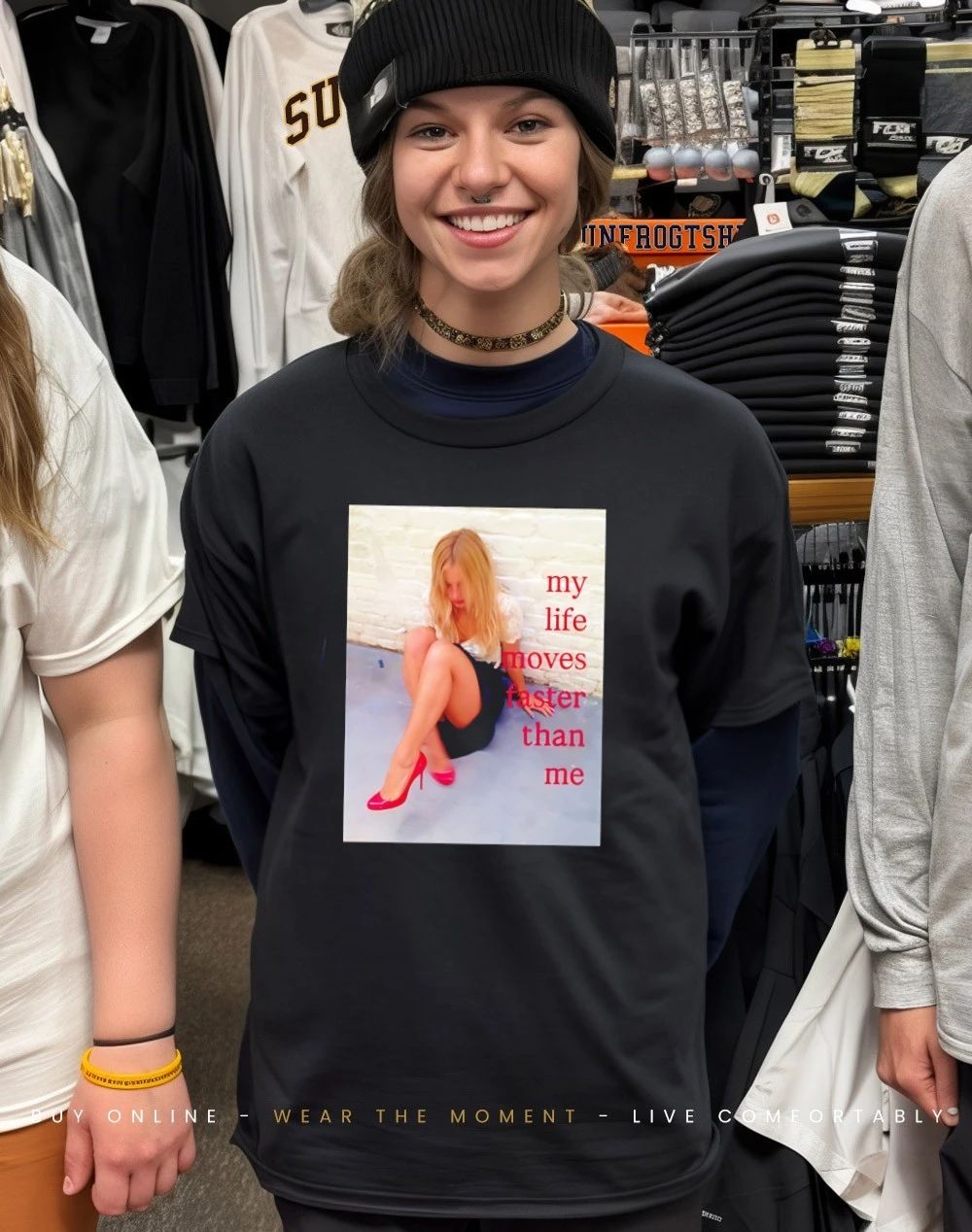 My Life Moves Faster Than Me Pink Shoe Shirt