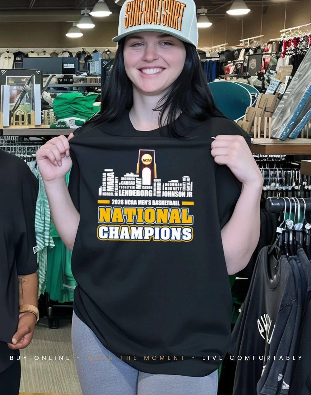 Michigan Wolverines Men’s Basketball National Champions 2026 player name city skyline shirt