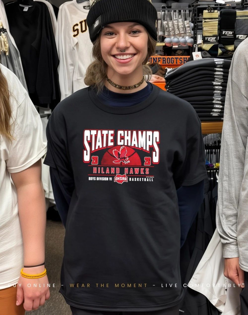 2026 OHSAA Boys Basketball D6 State Champions Hiland Hawks logo shirt