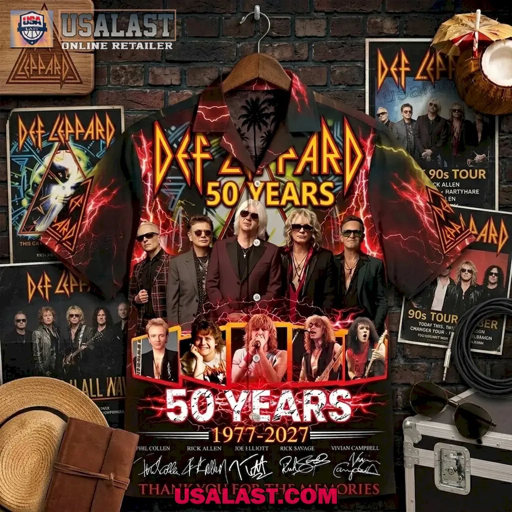 Def Leppard 50th Anniversary 1977-2027 Premium Hawaiian Shirt