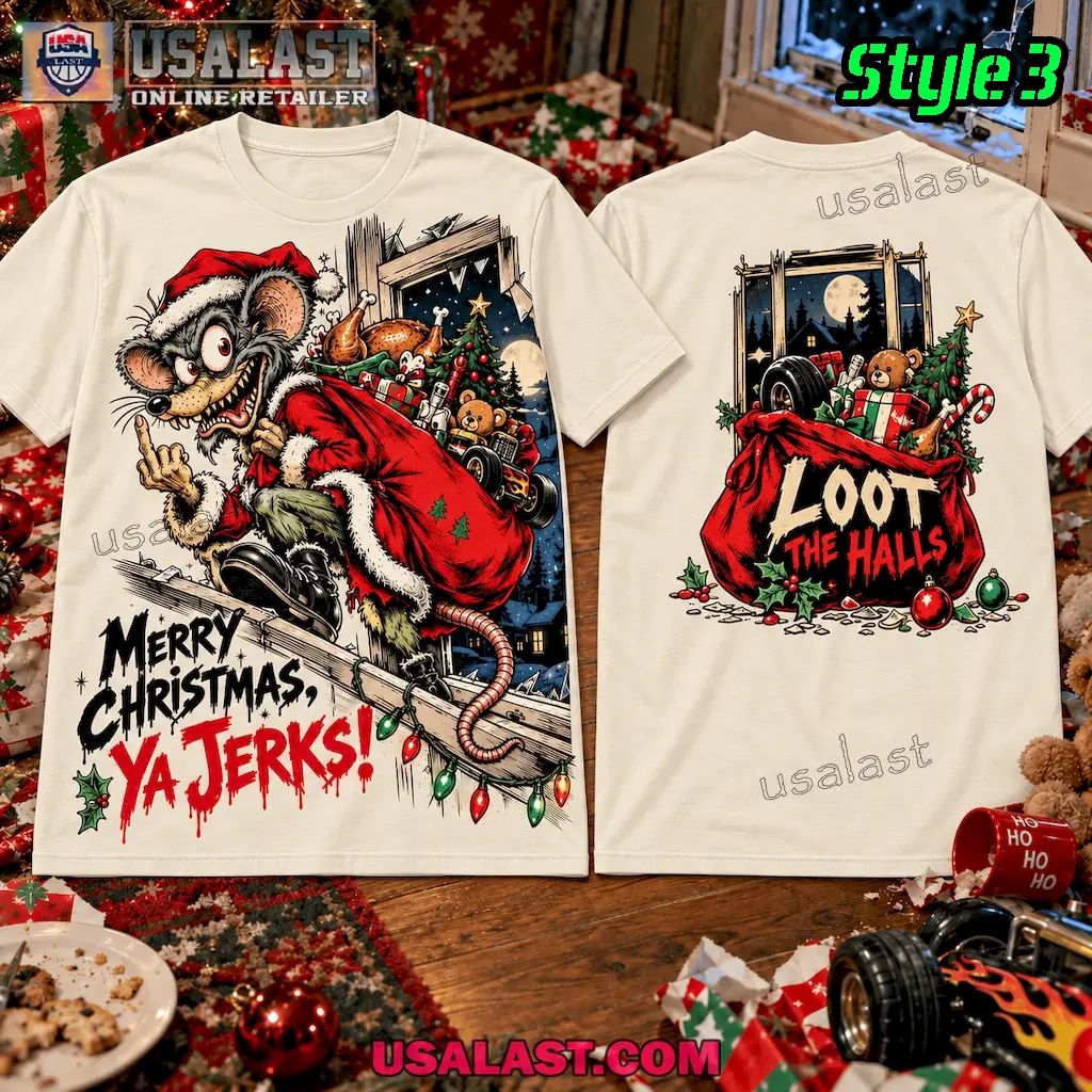 Rat Fink Merry Christmas Ya Jerks 3D Shirt
