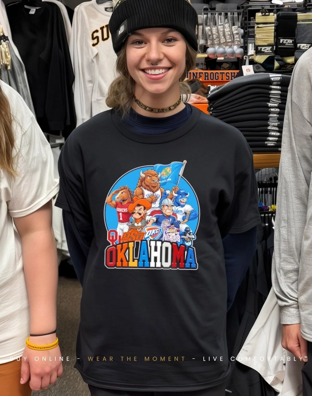 Oklahoma sports mascot squad flag shirt
