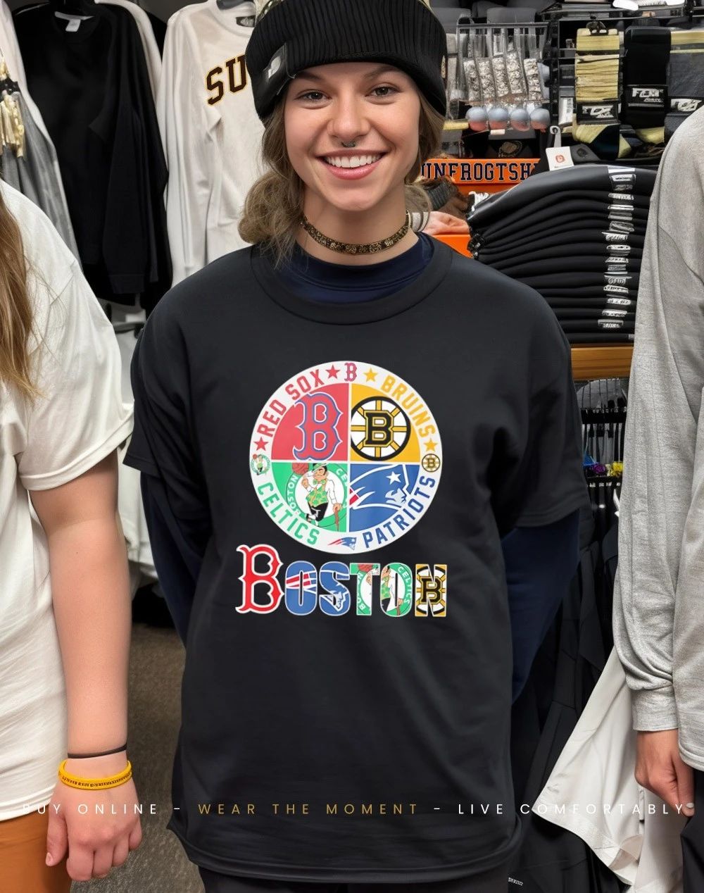 Boston Sports Teams Celtics Patriots Bruins and Red Sox logo shirt