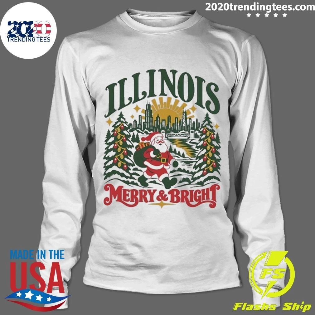 Illinois Merry And Bright Christmas Santa 2026 Shirt