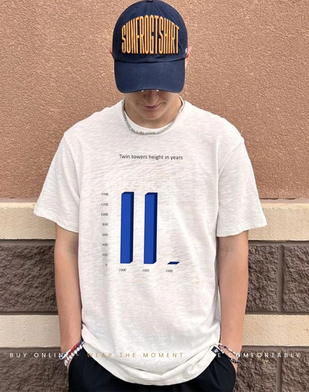 Twin towers height in years graphic shirt