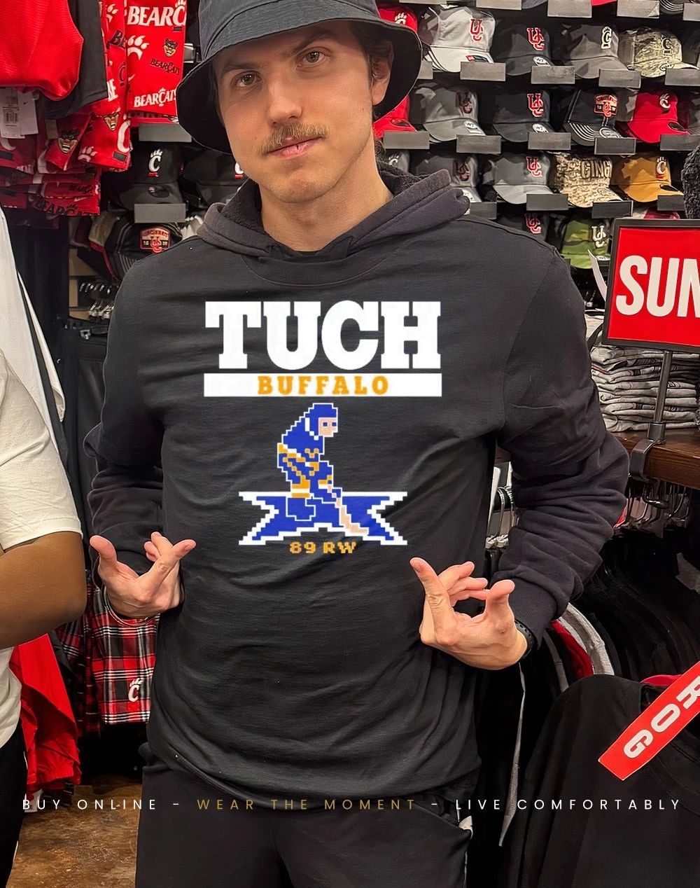 Alex Tuch retro game Buffalo Sabres front and back shirt