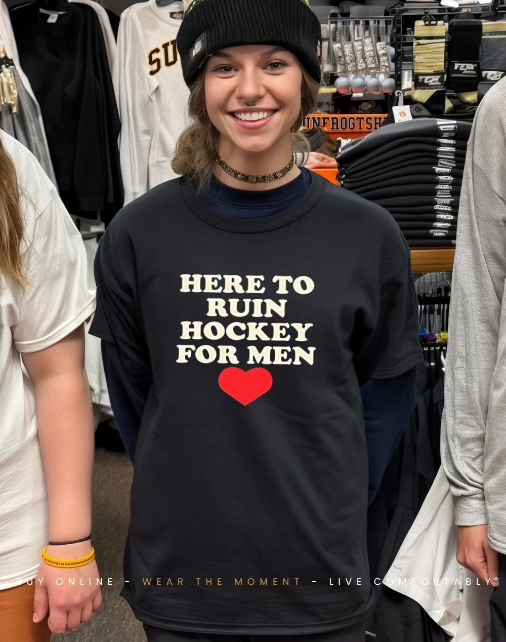 Here to ruin hockey for men heart shirt