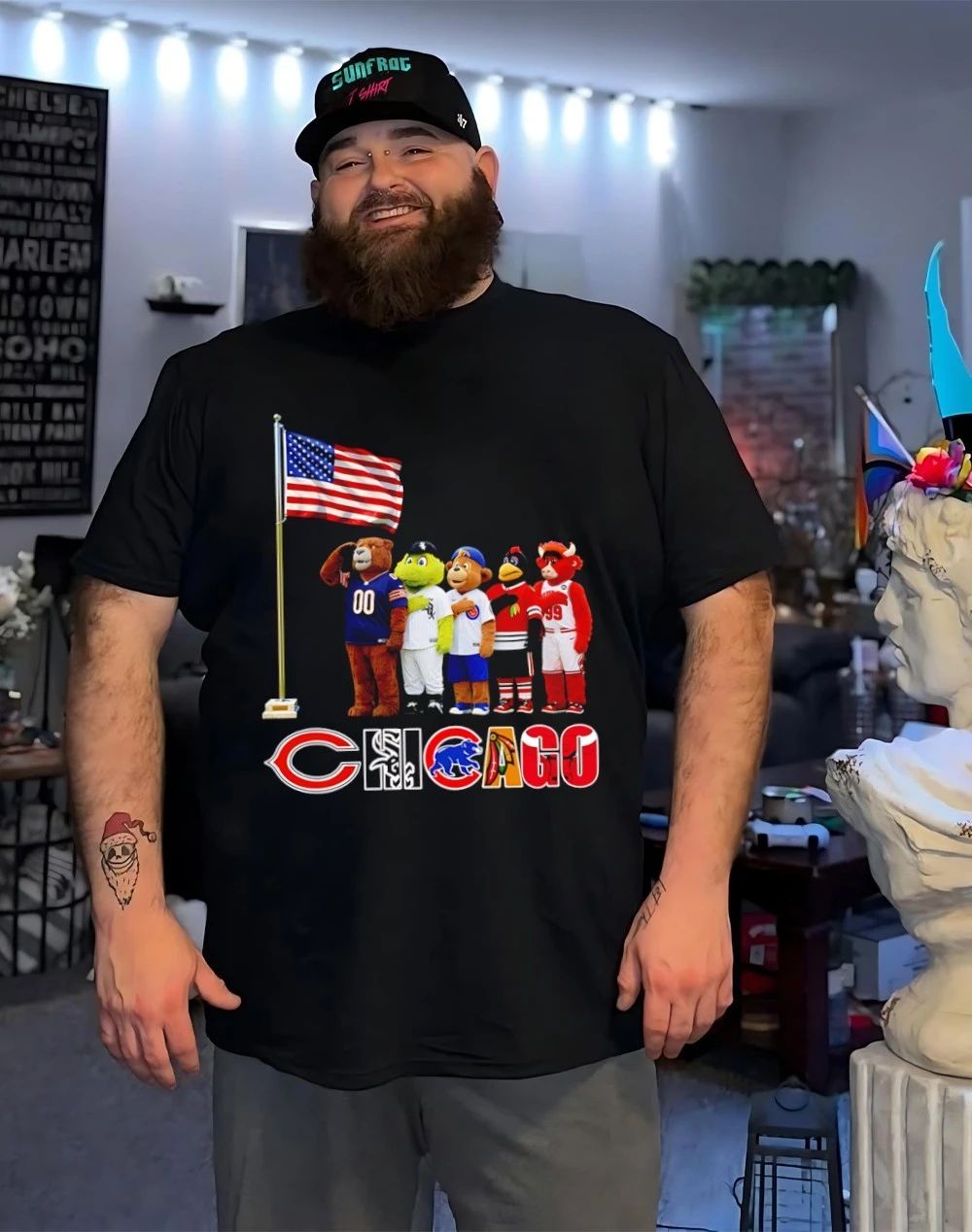 Chicago sports mascot salute the flag shirt