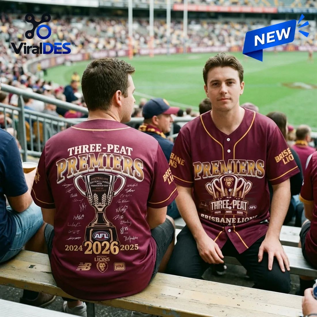 Brisbane Lions 2026 AFL Premiers Maroon Baseball Jersey