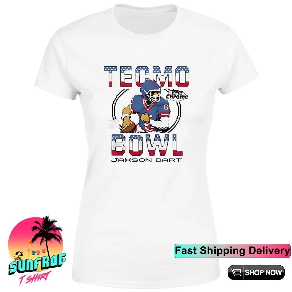 New York Giants superstar Jaxson Dart Tecmo Bowl x Topps Chrome shirt