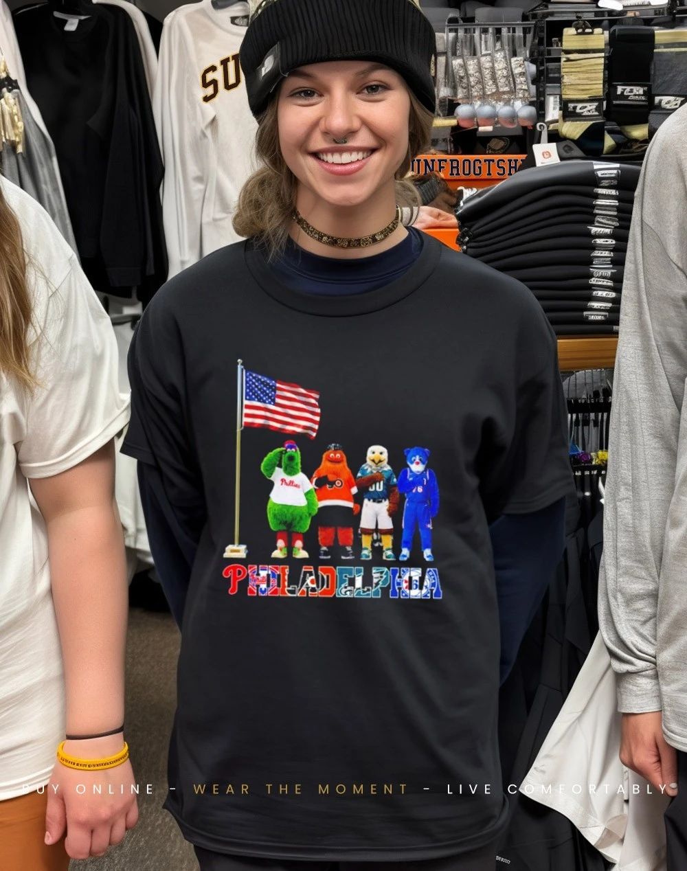 Philadelphia sports mascot salute the flag shirt