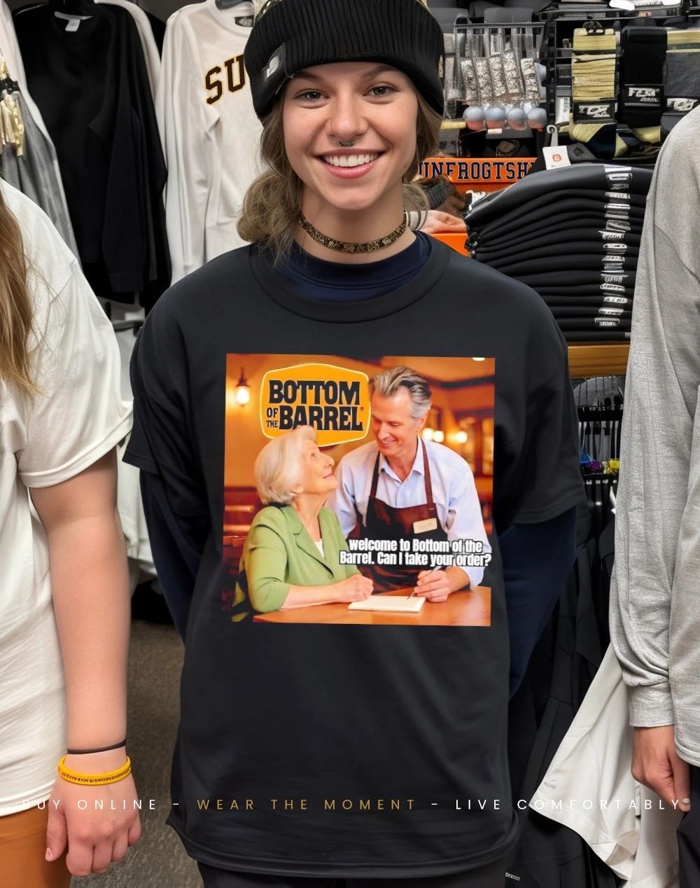 Gavin Newsom welcome to bottom of the barrel can I take your order shirt