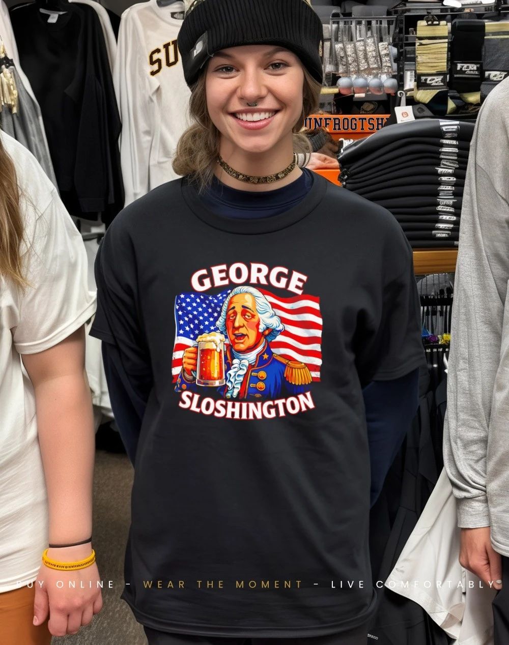 George Washington George Sloshington Patriotic Beer Graphic shirt
