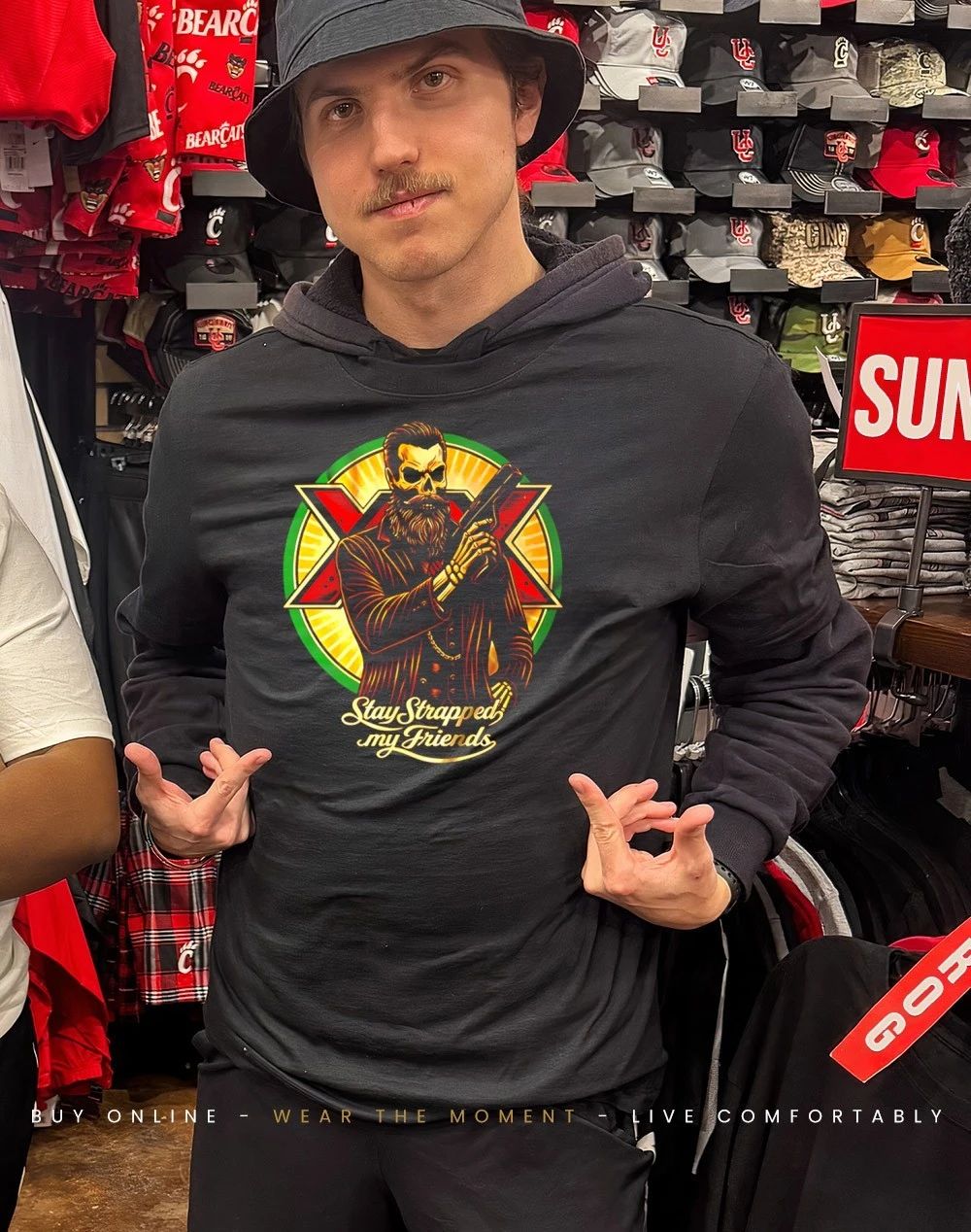 Stay Strapped my friends skeleton graphic shirt