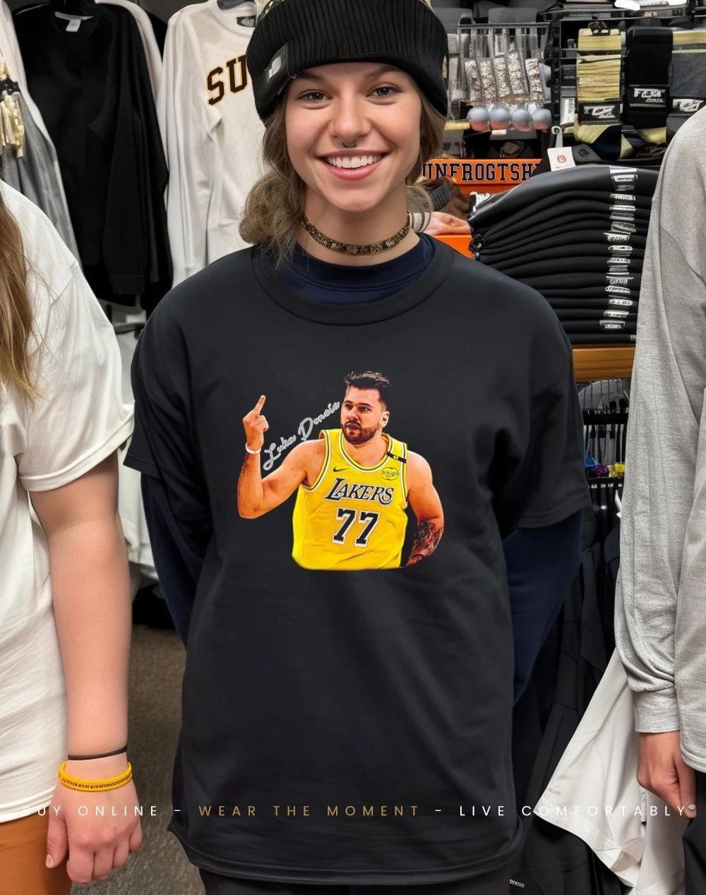 Luka Doncic Los Angeles Lakers middle finger 2026 graphic shirt