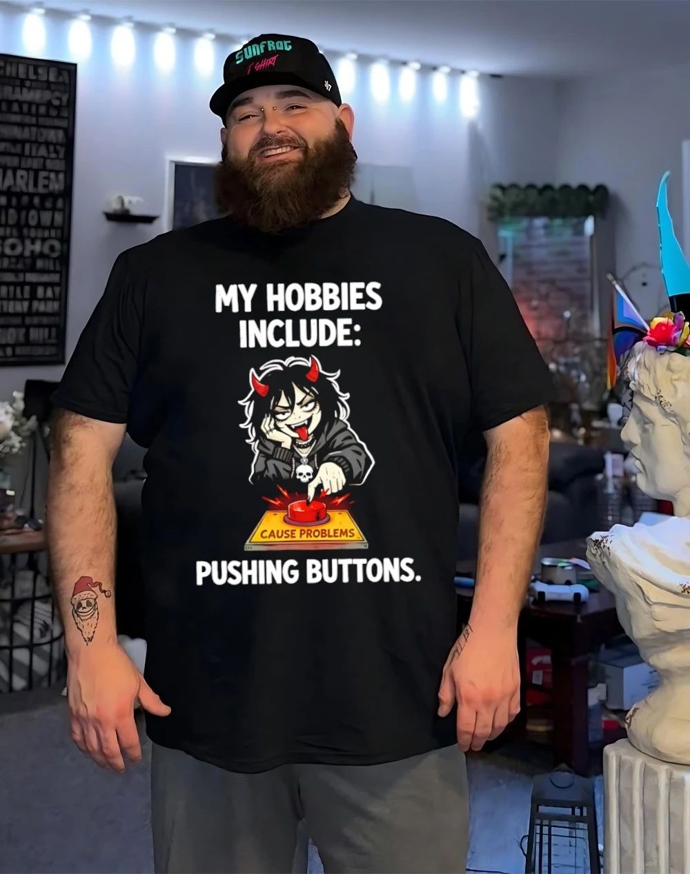 Devil my hobbies include pushing cause problems buttons shirt