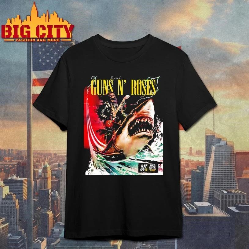 Premium Guns N Roses Hollywood Florida 2026 Night 2 Venue Poster At Hard Rock On May 5 2026 Skeleton Riding Shark Art Shirt