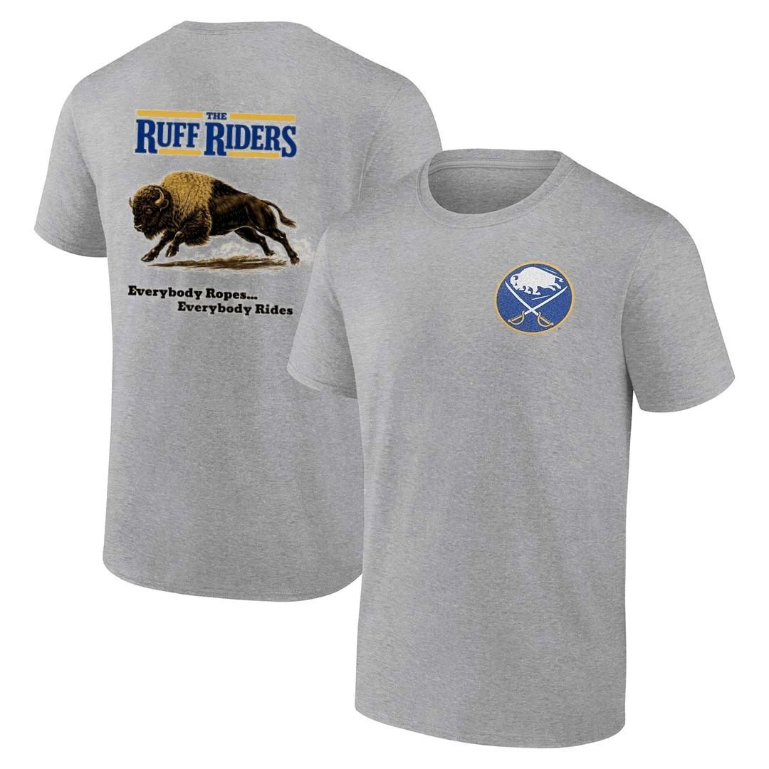 Buffalo Sabres the Ruff Riders everybody ropes everybody rides front and back shirt