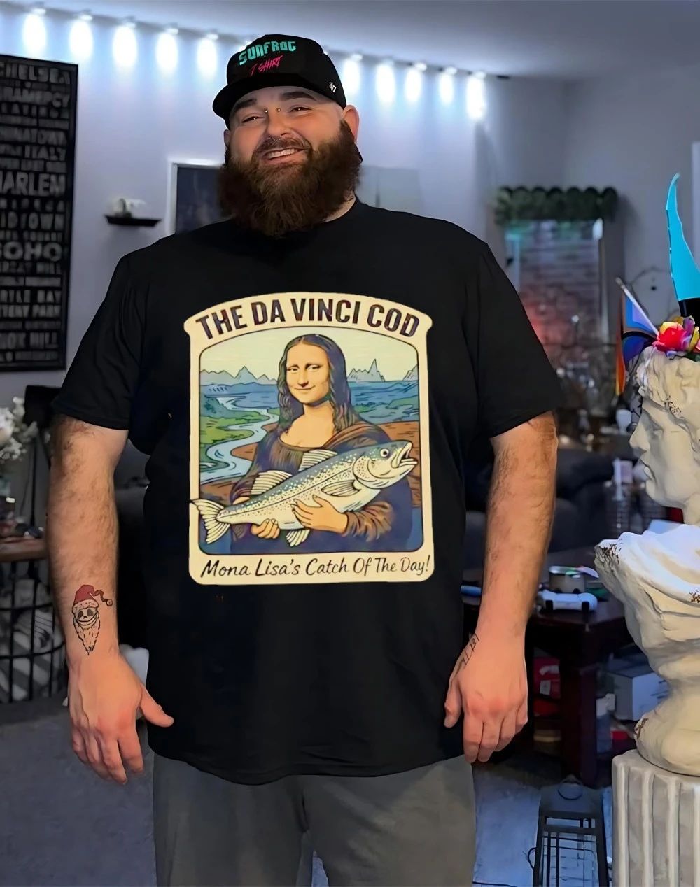 The Da Vinci cod Mona Lisa’s catch of the day shirt
