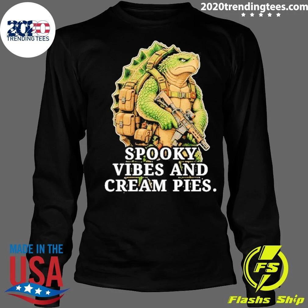 Turtle Soldier Spooky Vibes And Cream Pies Shirt