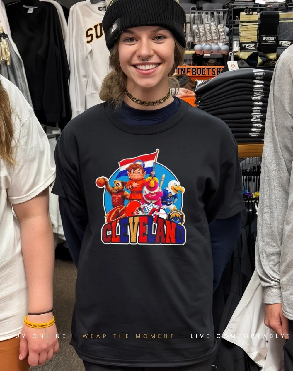 Cleveland sports mascot squad flag shirt