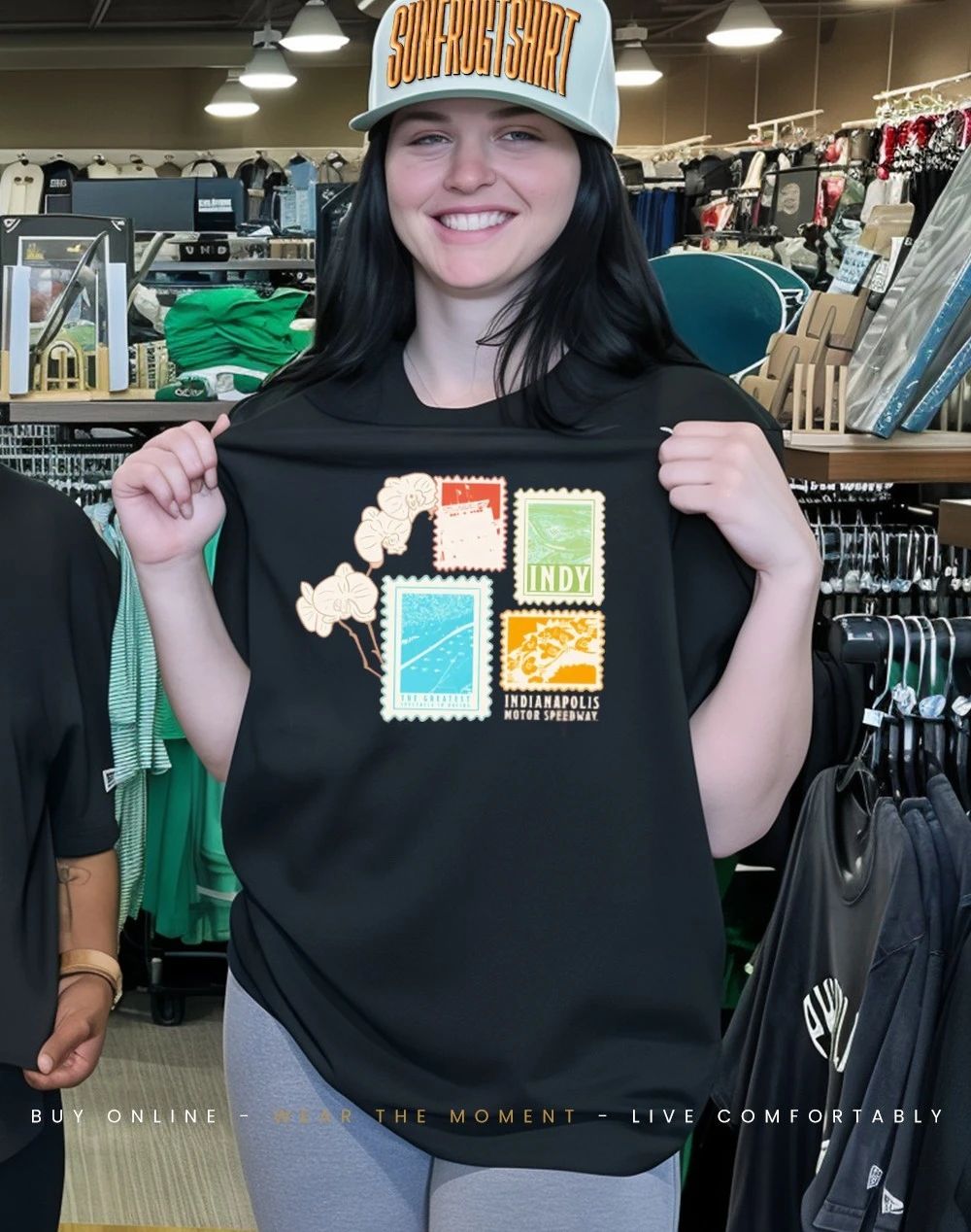 Indy 500 Stamp and Orchid graphic shirt