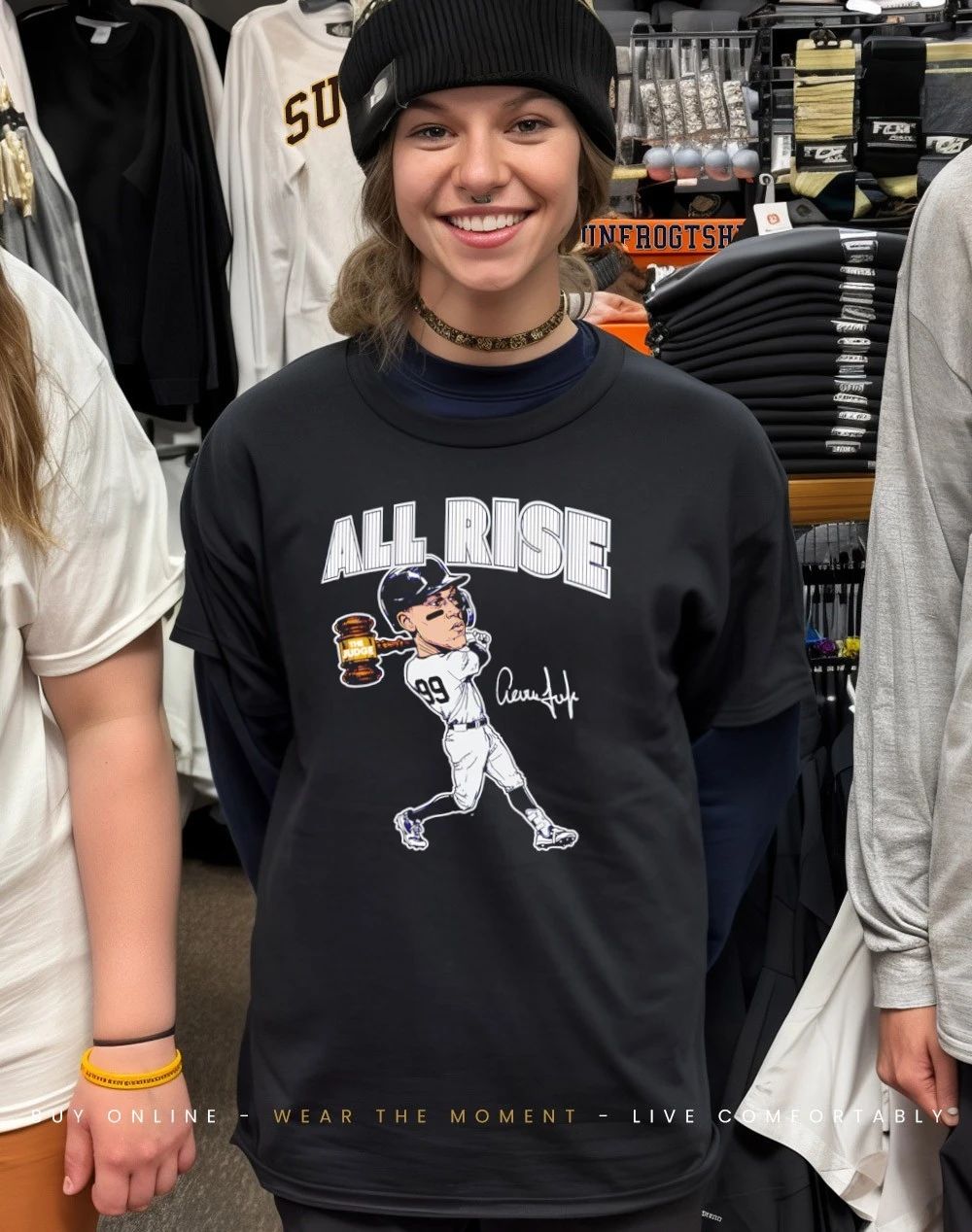 Aaron Judge New York Yankees All Rise caricature signature shirt