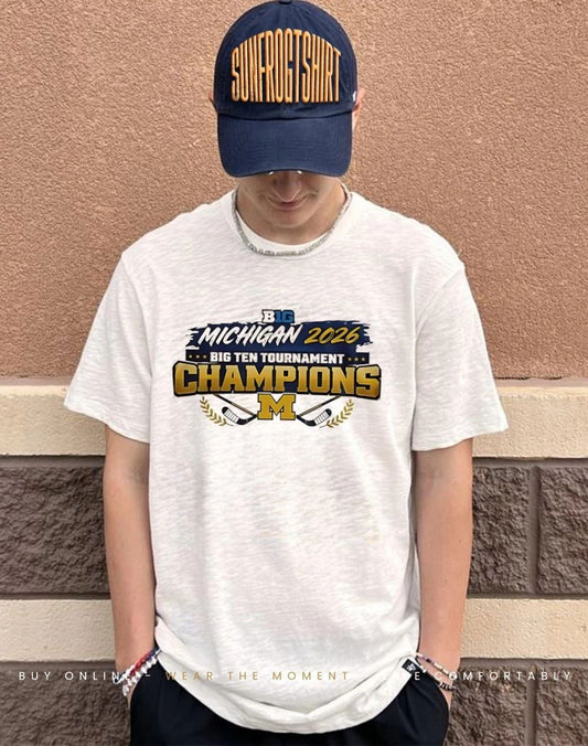 Michigan Wolverines 2026 Big Ten Men’s Ice Hockey Tournament Champions logo shirt