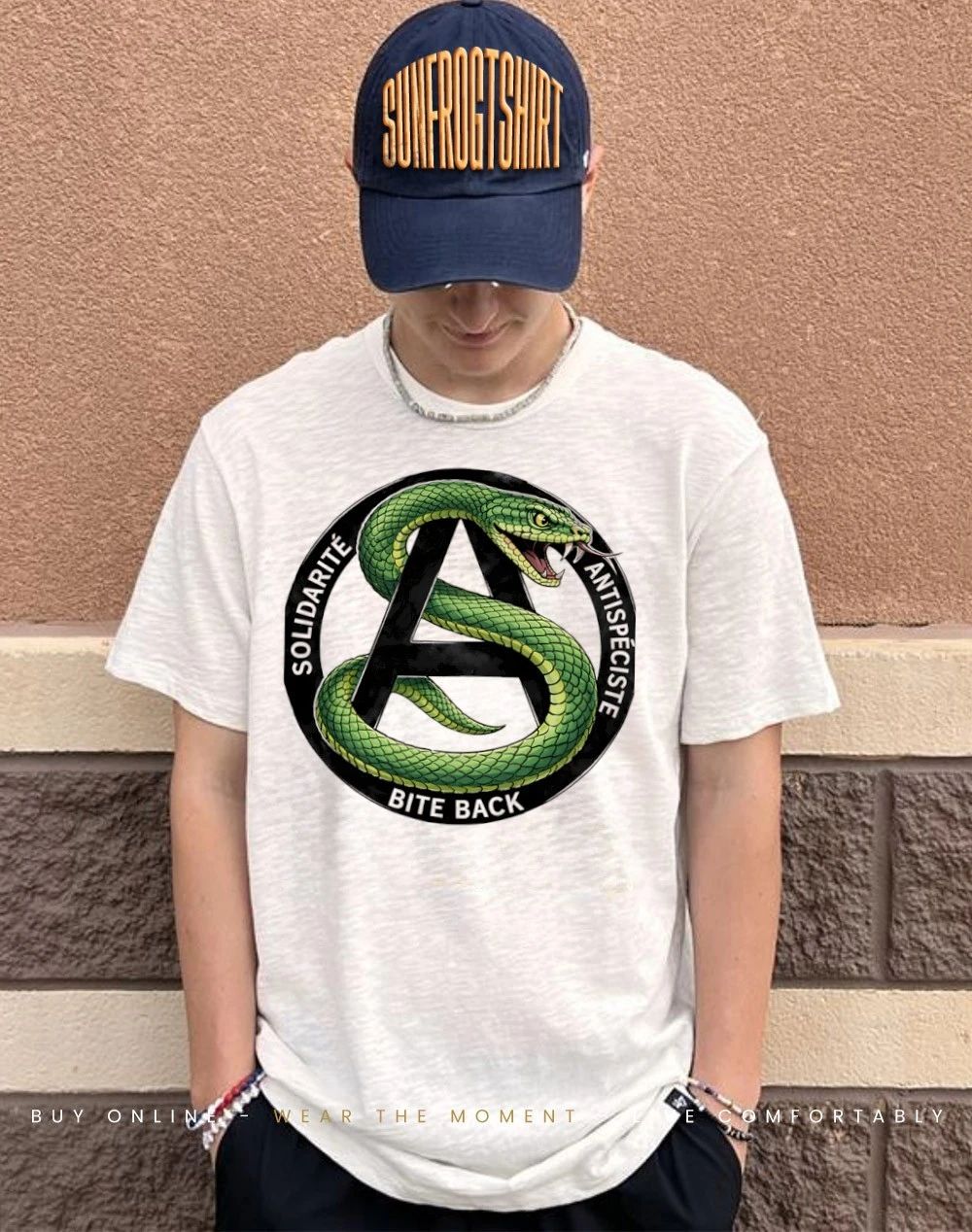 Anarchism snake solidarité antispéciste bite back shirt