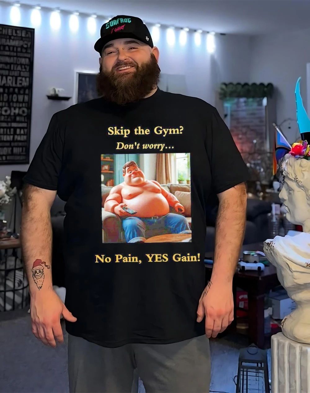 Coach potato skip the gym don’t worry no pain yes gain shirt