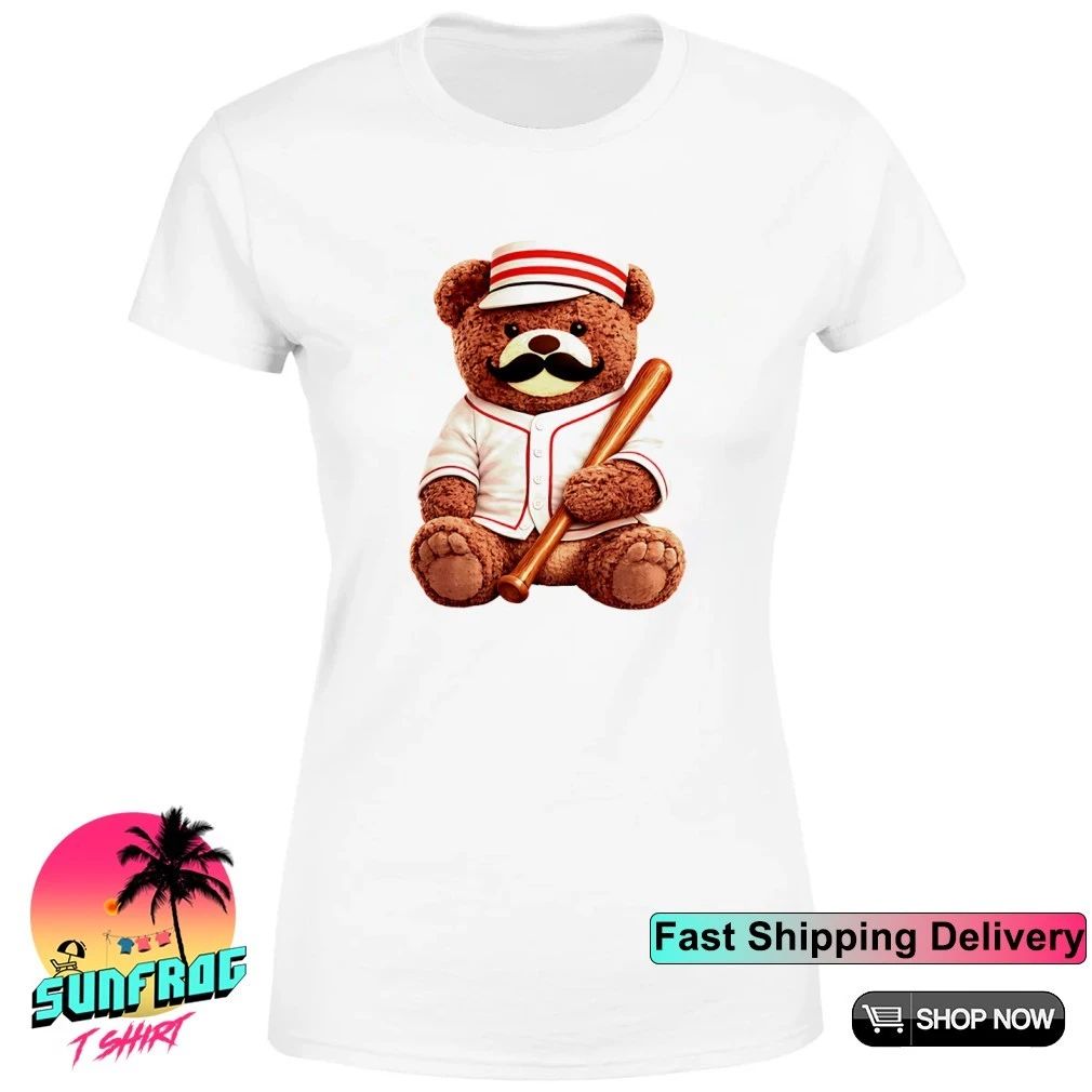 Baseball bear mustache Cincinnati Reds shirt