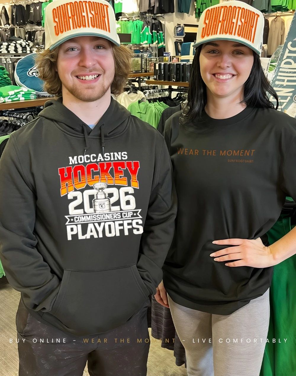 Monroe Moccasins hockey 2026 commissioners Cup Playoffs shirt