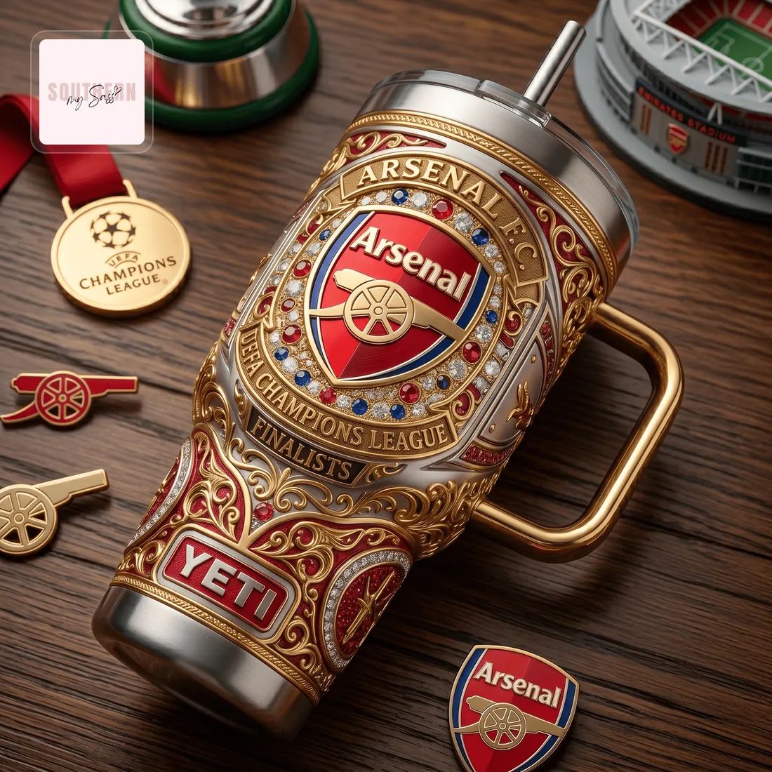 YETI Arsenal FC UEFA Champions League Finalists Premium 40oz With Handle Tumbler