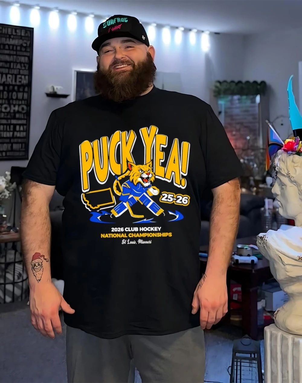 Puck Yea 2026 Club Hockey Nationals Championship mascot shirt