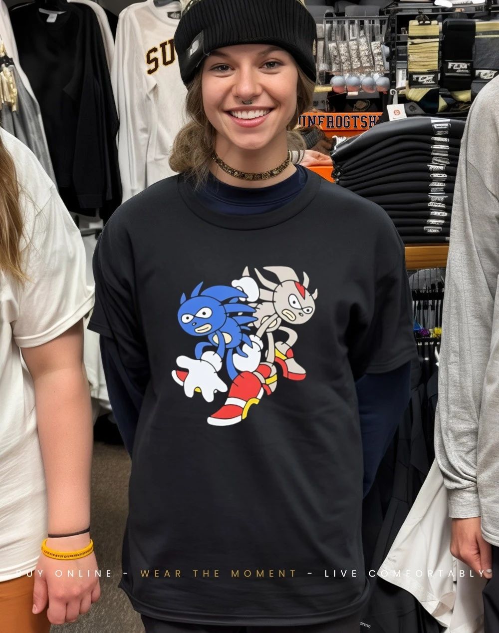 Sega Sanic And Shedew cartoon shirt
