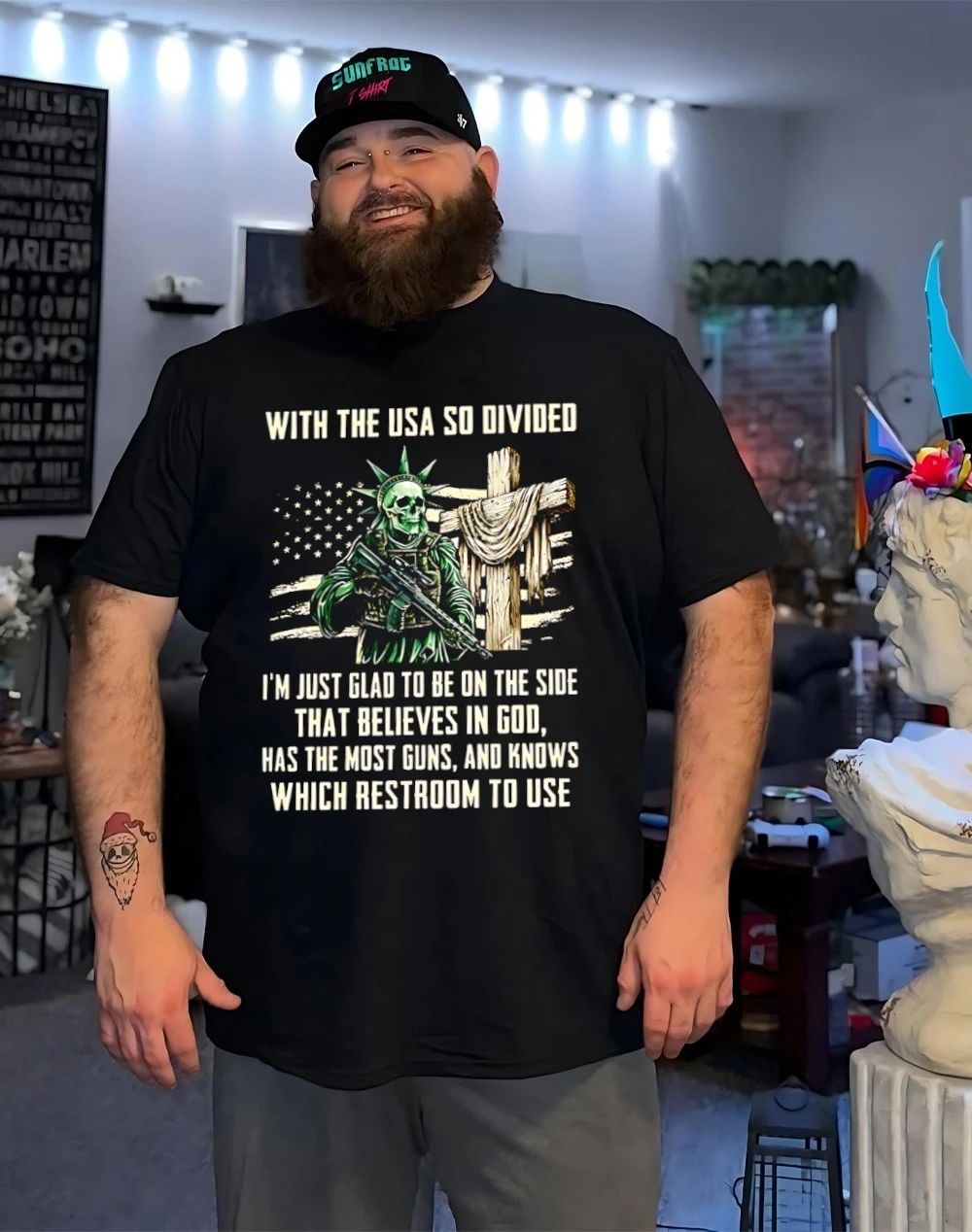 With the USA so divided I’m just glad to be on the side that believes in god shirt