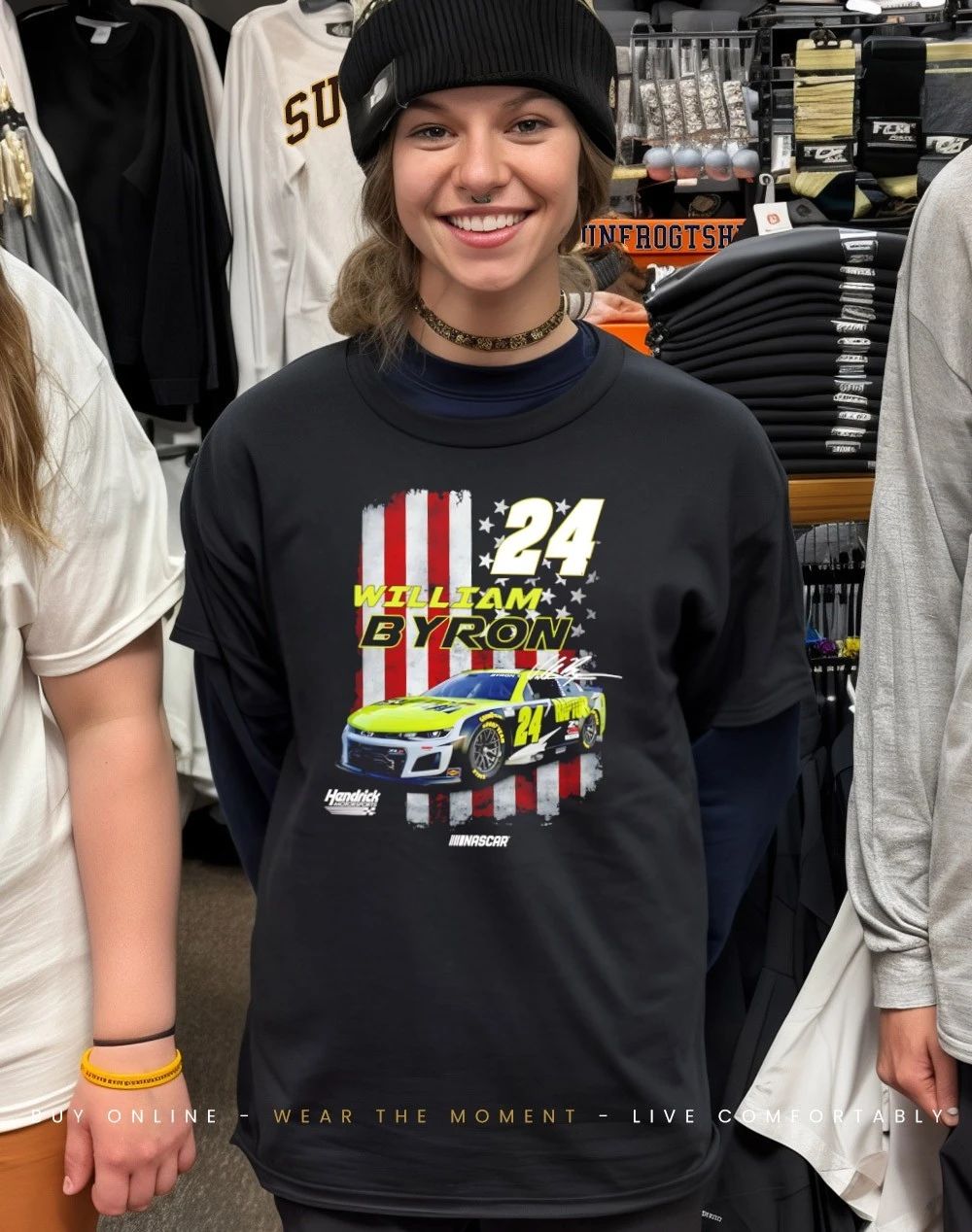 William Byron 24 Vive La Fete Nascar Driver American flag shirt