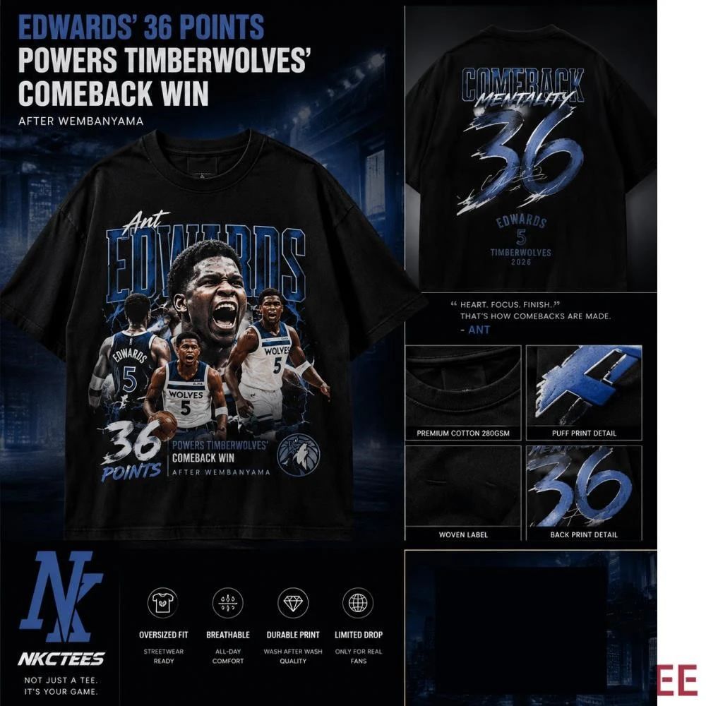 Anthony Edwards’ 36 Points Powers Timberwolves’ Comeback Win After Wembanyama shirt