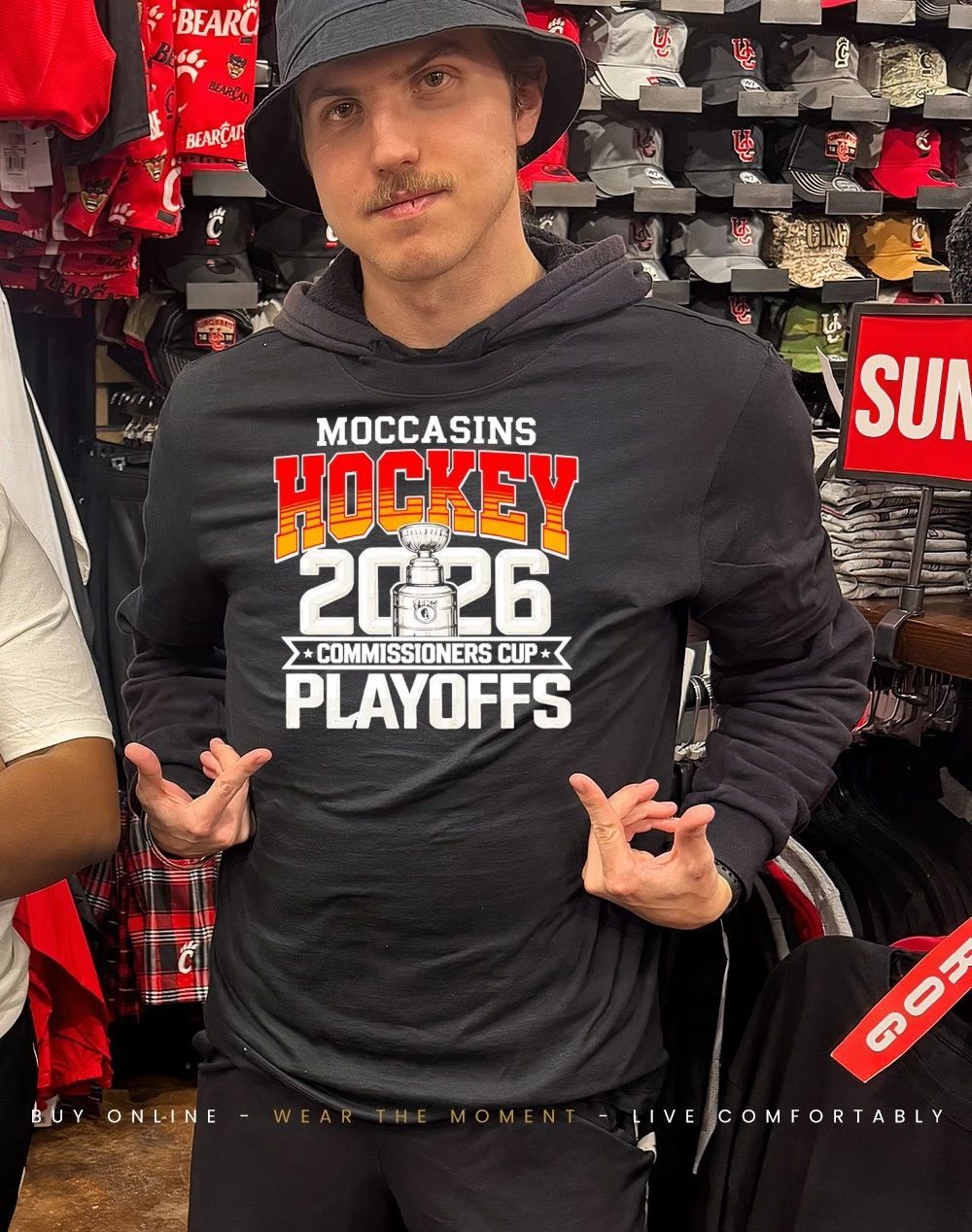 Monroe Moccasins hockey 2026 commissioners Cup Playoffs shirt