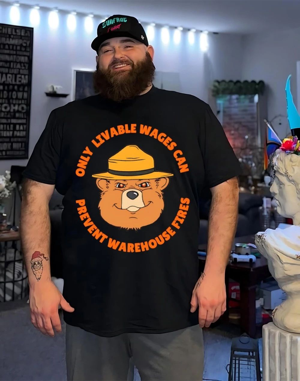 Only livable wages can prevent warehouse fires Smokey Bear shirt