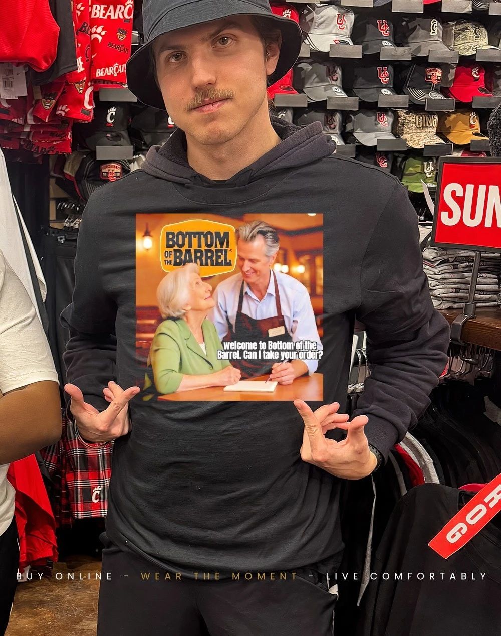 Gavin Newsom welcome to bottom of the barrel can I take your order shirt
