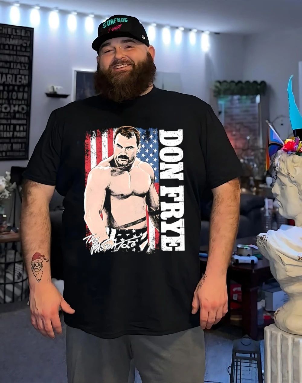 Don Frye The Predator American flag signature shirt