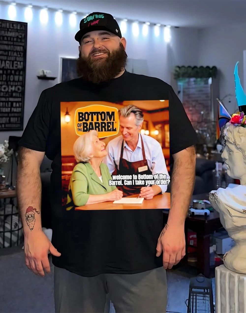 Gavin Newsom welcome to bottom of the barrel can I take your order shirt