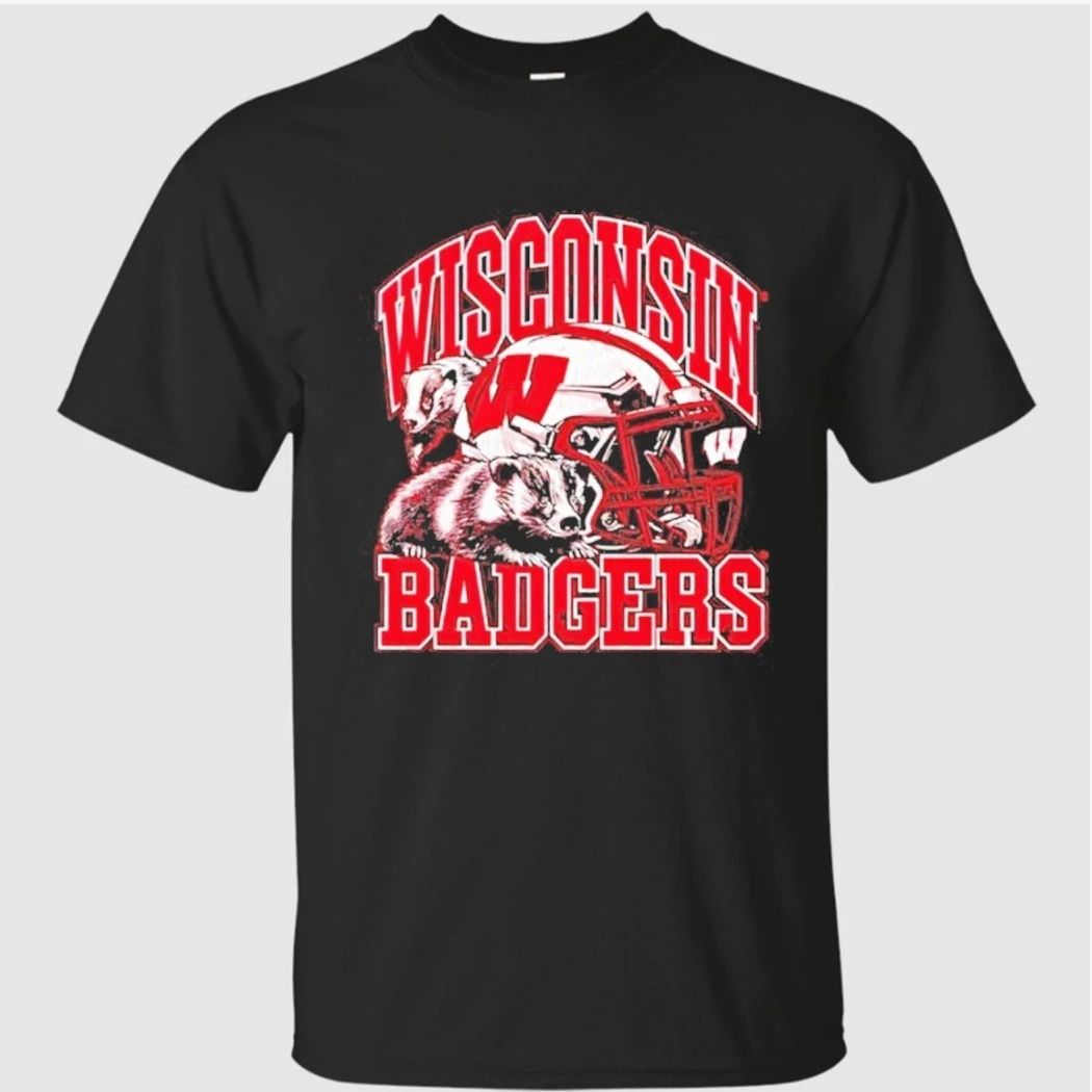 Wisconsin Badgers Ncaa Football Vintage Helmet Shirt