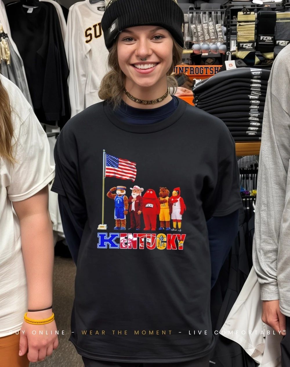 Kentucky sports mascot salute the flag shirt